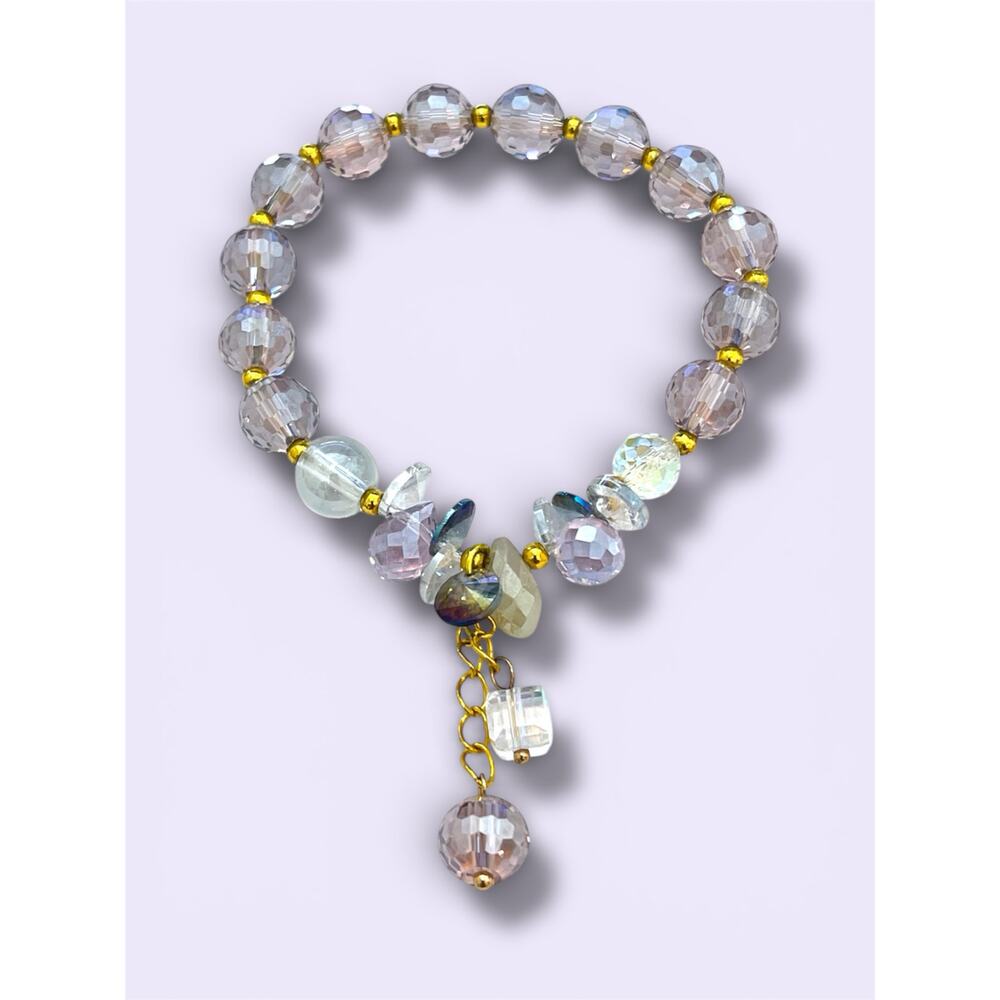 Purple Swarovski Beaded Charm Bracelet